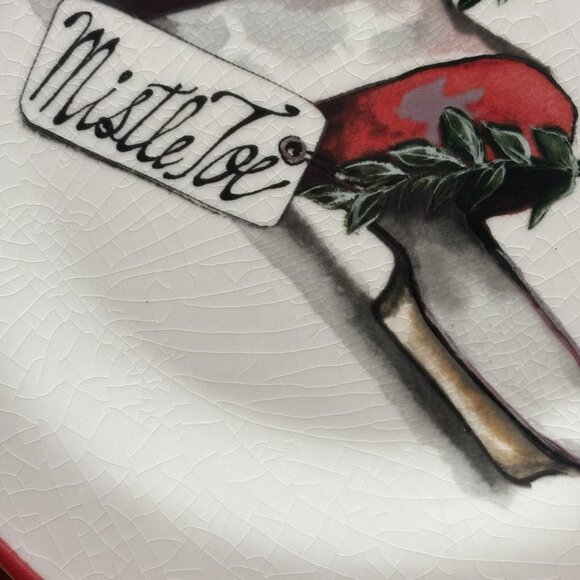 CHRISTMAS VTG Y2K Unique Shoes Holiday Lane Set Of 6 Salad/Dessert Plates NEW - Picture 11 of 11